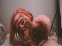 [ Scat Video ] Redhead chick uses poop as a skin care